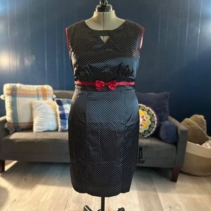 Torrid Dress Satin Polka Dot Black White Red Pinup Retro